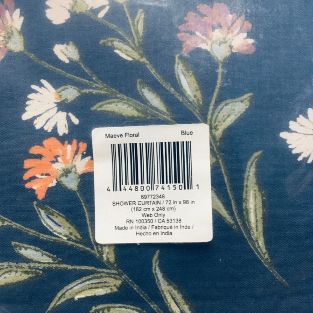 new Wild Sage™ Maeve Floral 72x98 Extra Long Cotton Shower Curtain in Navy Blue